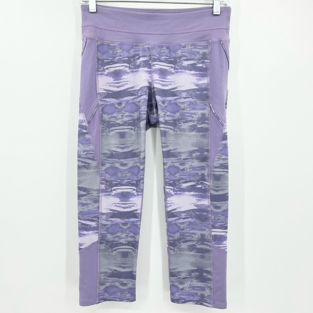Athleta Purple Print Athletic Capri Leggings Size Small